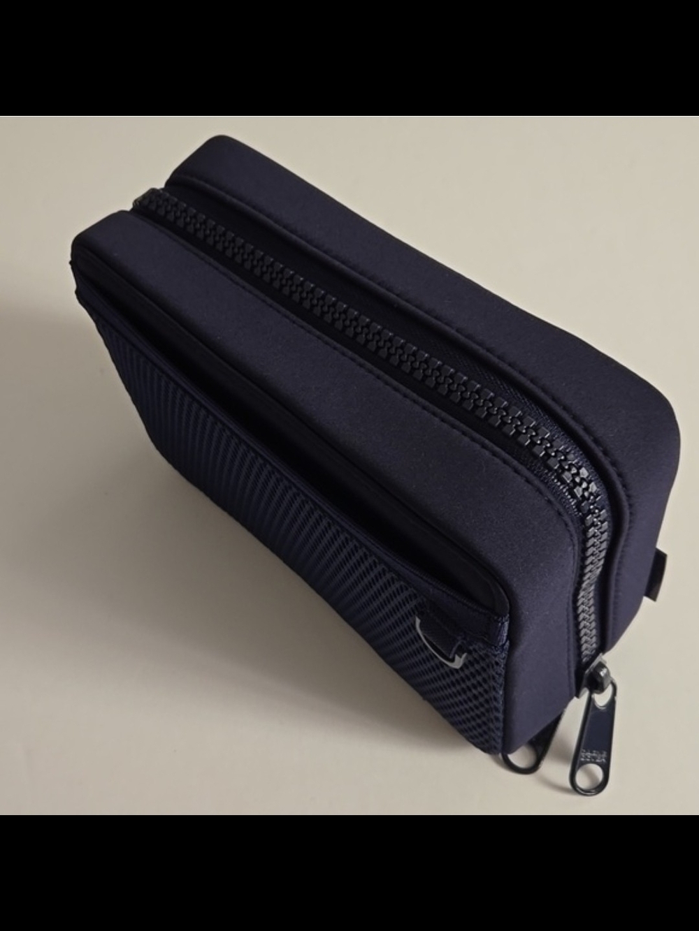 Dagne Dover Navy Blue Double-Zip Neoprene Pouch